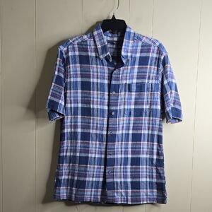 Men's Blue Plaid Shirt Eddie Bauer Large